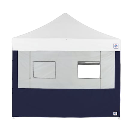 E-Z Up TAA Compliant Food Booth Sidewall with 2 Serving Windows, 8' W x 8' H, Navy Blue SW3FB8FXTMC2WNB